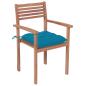 Preview: Gartenstühle 2 Stk. mit Hellblauen Kissen Massivholz Teak