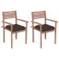 Preview: ARDEBO.de - Gartenstühle 2 Stk. mit Taupe Kissen Massivholz Teak