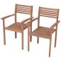 Preview: Gartenstühle 2 Stk. mit Taupe Kissen Massivholz Teak