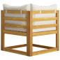 Preview: Modular-Ecksofa mit Cremeweißen Kissen Akazie Massivholz