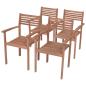 Preview: Gartenstühle 4 Stk. mit Cremeweißen Kissen Massivholz Teak