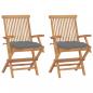 Preview: ARDEBO.de - Gartenstühle mit Grauen Kissen 2 Stk. Massivholz Teak