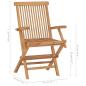 Preview: Gartenstühle mit Grauen Kissen 2 Stk. Massivholz Teak
