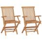 Preview: Gartenstühle mit Beigen Kissen 2 Stk. Massivholz Teak