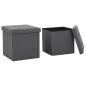 Preview: Hocker mit Stauraum 2 Stk. Dunkelgrau Leinenoptik