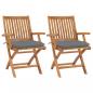 Preview: ARDEBO.de - Gartenstühle 2 Stk. mit Grauen Kissen Massivholz Teak