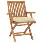 Preview: Gartenstühle 2 Stk. mit Cremeweißen Kissen Massivholz Teak