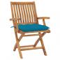 Preview: Gartenstühle 2 Stk. mit Hellblauen Kissen Massivholz Teak