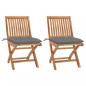 Preview: ARDEBO.de - Gartenstühle 2 Stk. mit Grauen Kissen Massivholz Teak