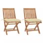 Preview: ARDEBO.de - Gartenstühle 2 Stk. mit Cremeweißen Kissen Massivholz Teak