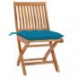 Preview: Gartenstühle 2 Stk. mit Hellblauen Kissen Massivholz Teak