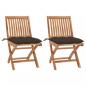 Preview: ARDEBO.de - Gartenstühle 2 Stk. mit Taupe Kissen Massivholz Teak