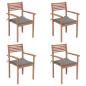 Preview: ARDEBO.de - Gartenstühle 4 Stk. mit Grauen Kissen Massivholz Teak
