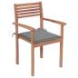 Preview: Gartenstühle 4 Stk. mit Grauen Kissen Massivholz Teak