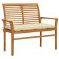 Preview: Gartenbank mit Cremeweißer Auflage 112 cm Massivholz Teak 