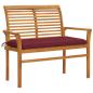 Preview: Gartenbank mit Weinroter Auflage 112 cm Massivholz Teak