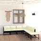 Preview: 7-tlg. Garten-Lounge-Set mit Kissen Poly Rattan Schwarz