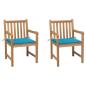 Preview: Gartenstühle 2 Stk. mit Blauen Kissen Massivholz Teak