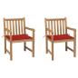 Preview: Gartenstühle 2 Stk. mit Roten Kissen Massivholz Teak