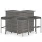 Preview: ARDEBO.de - 4-tlg. Gartenbar-Set mit Kissen Poly Rattan Grau
