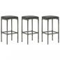 Preview: 4-tlg. Gartenbar-Set mit Kissen Poly Rattan Grau