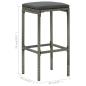 Preview: 8-tlg. Gartenbar-Set mit Kissen Poly Rattan Grau