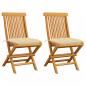Preview: ARDEBO.de - Gartenstühle mit Cremeweißen Kissen 2 Stk. Massivholz Teak