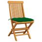 Preview: Gartenstühle mit Grünen Kissen 2 Stk. Massivholz Teak