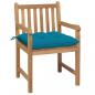 Preview: Gartenstühle 2 Stk. mit Hellblauen Kissen Massivholz Teak