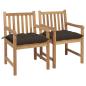 Preview: Gartenstühle 2 Stk. mit Taupe Kissen Massivholz Teak
