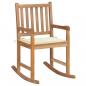 Preview: ARDEBO.de - Schaukelstuhl mit Cremeweißem Kissen Massivholz Teak