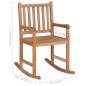 Preview: Schaukelstuhl mit Cremeweißem Kissen Massivholz Teak