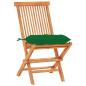 Preview: 3-tlg. Bistro-Set mit Grünen Kissen Massivholz Teak