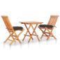 Preview: ARDEBO.de - 3-tlg. Bistro-Set mit Taupe Kissen Massivholz Teak