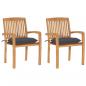 Preview: ARDEBO.de - Gartenstühle 2 Stk. mit Anthrazit Kissen Massivholz Teak