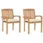 Preview: ARDEBO.de - Gartenstühle 2 Stk. mit Cremeweißen Kissen Massivholz Teak