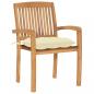 Preview: Gartenstühle 2 Stk. mit Cremeweißen Kissen Massivholz Teak