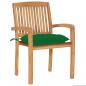 Preview: Gartenstühle 2 Stk. mit Grünen Kissen Massivholz Teak
