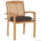 Preview: Gartenstühle 2 Stk. mit Taupe Kissen Massivholz Teak