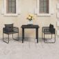 Preview: ARDEBO.de - 3-tlg. Garten-Essgruppe PVC Rattan Schwarz