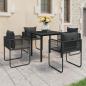 Preview: ARDEBO.de - 5-tlg. Garten-Essgruppe PVC Rattan Schwarz