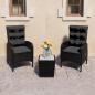 Preview: 3-tlg. Bistro-Set Poly Rattan und Glas Schwarz