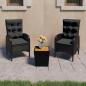 Preview: 3-tlg. Bistro-Set Poly Rattan und Akazienholz Schwarz