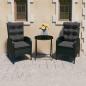 Preview: 3-tlg. Bistro-Set Poly Rattan und Glas Schwarz