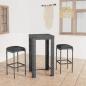 Preview: ARDEBO.de - 3-tlg. Gartenbar-Set mit Kissen Poly Rattan Grau