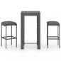 Preview: 3-tlg. Gartenbar-Set mit Kissen Poly Rattan Grau