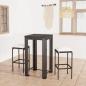 Preview: ARDEBO.de - 3-tlg. Gartenbar-Set mit Kissen Poly Rattan Schwarz