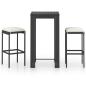 Preview: 3-tlg. Gartenbar-Set mit Kissen Poly Rattan Schwarz