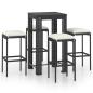 Preview: 5-tlg. Gartenbar-Set mit Kissen Poly Rattan Schwarz