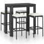 Preview: 5-tlg. Gartenbar-Set mit Kissen Poly Rattan Schwarz